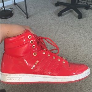 Adidas ‘Top Ten’ Red Patented Leather High Tops